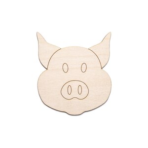 Cara de cerdo - Detalle de madera recortada - Decoración de madera de animales de granja - Cara de cerdo linda - Varios tamaños - Manualidades de bricolaje - Cerdo de dibujos animados - Decoración de animales linda - Cabeza de cerdo - Hocico