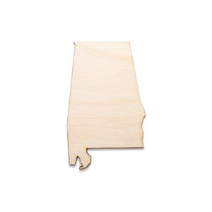 Sagoma in legno dello Stato dell'Alabama - Taglio laser, forma artigianale non rifinita - Diverse dimensioni