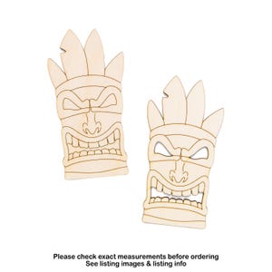 Tiki Head Angry-Detail Wood Cutout-Island Decor-Tiki Party Decor-Various Sizes-DIY Crafts-Unfinished Wood-Tropical Decor-Feathered Tiki