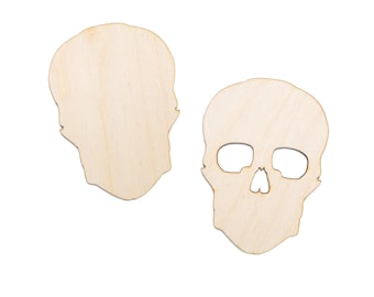 Skull Blank Wood Cutout - Laser Cut Unfinished Craft Shape - Multiple Sizes