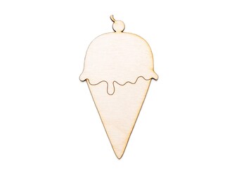 Ice Cream Wood Cutout - Laser Cut Unfinished Craft Shape - Multiple Sizes
