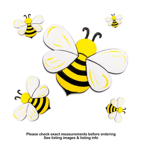 Cute Bee Painted Wood Cutout-choose A Size-diy Crafts-bee Decor