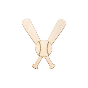 Baseball et battes - Bois découpé avec détails croisés - Décoration en bois sur le thème du sport - Différentes tailles - Loisirs créatifs sportifs - Décorations en bois sur le thème du baseball - Découpes de sport