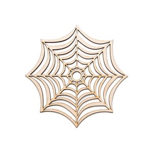 Spider Web Round Wood Cutout - Laser Cut Unfinished Craft Shape - Multiple Sizes
