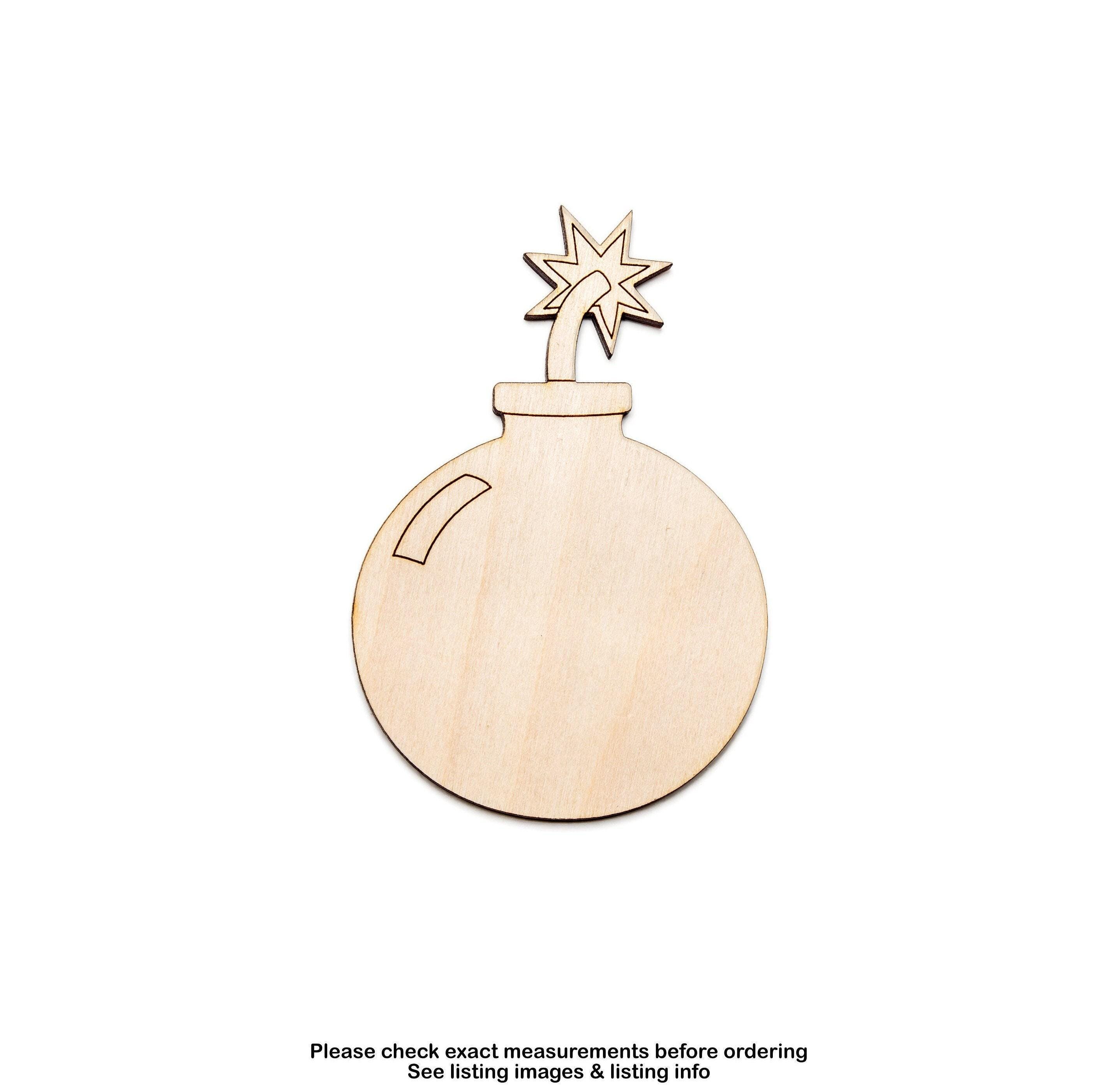 Cartoon Bomb-Wood Cutout-Cartoon Style Bomb Wood Decor-Unfinished Wood Bomb-Various Sizes-DIY Crafts-Cartoon Style Wood Decor