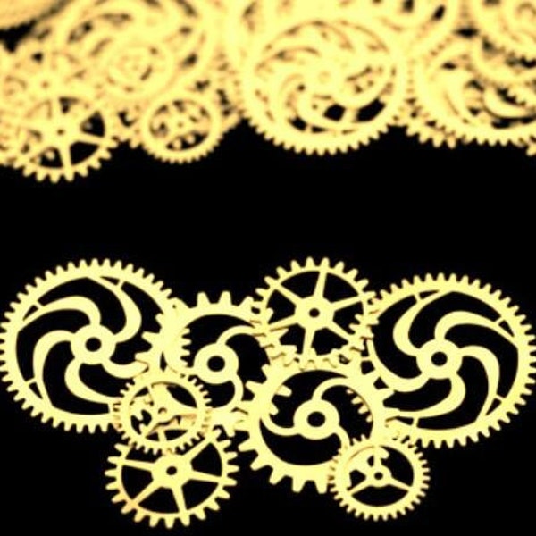 Brass Steampunk Gears, Steampunk Accessories, Steampunk Craft Jewelry Supply - 8x 3/4 - 1.5 Inch (19.05mm - 38.1mm) Gears. Designer Special