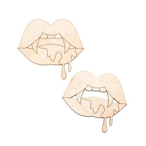 Vampire Lips-Vampire Fangs-Two Design Options-Various Sizes-Vampire Theme Wood Decor-Bloody Lips-Horror Theme Decor-Vampire Designs-Gothic