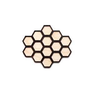 Honeycomb Two Layer Stained Wood Cutout - Laser Cut Craft Shape - Multiple Sizes