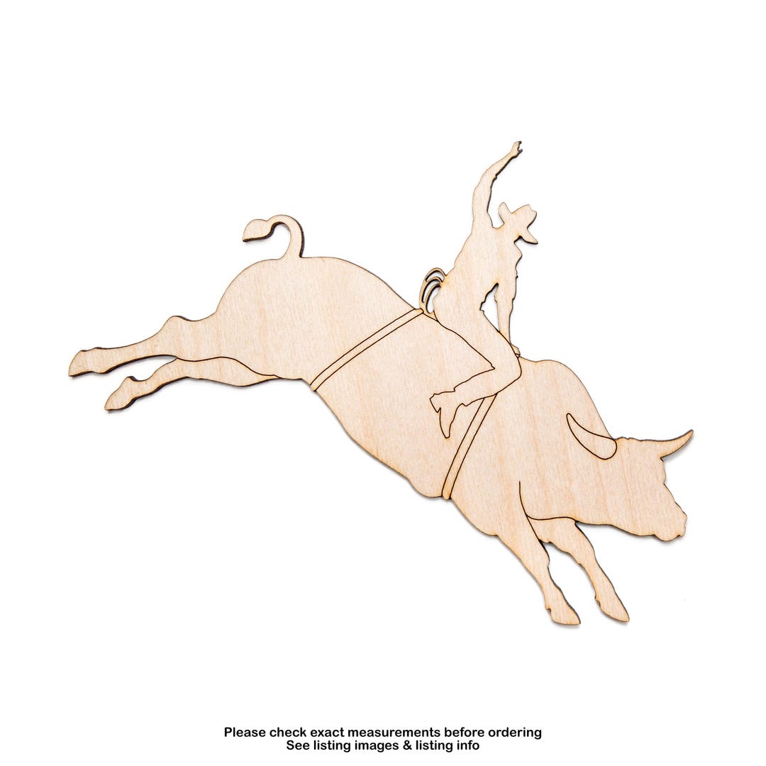 Bull Rider Wood Cutout - Laser Cut Unfinished Craft Shape - Multiple ...