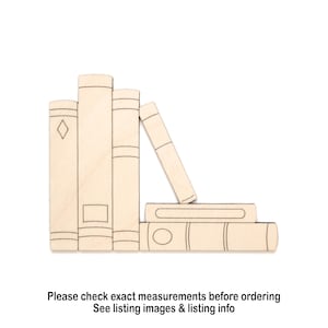 Stacked Books Wood Cutout - Laser Cut Unfinished Craft Shape - Multiple Sizes