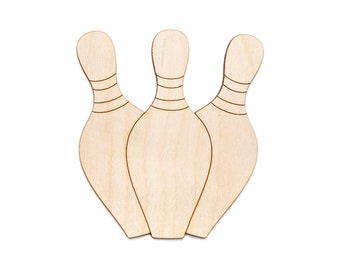 Bowling Pins-Detail Wood Cutout-Bowling Theme Decor-Unfinished Wood Decor-Various Sizes-DIY Crafts-Sports And Gaming Decor-Three Pins-Bowl