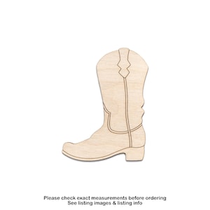 Stivali da cowboy - Ritaglio in legno con dettagli - Decorazioni western e country - Varie dimensioni - Artigianato fai da te - Legno grezzo - Dettagli incisi - Decorazioni a tema rodeo - Stivali