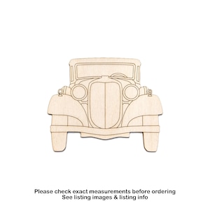 Classic Car Detail Wood Cutout-30s And 40s Style Vintage Car decor Various Sizes-DIY Crafts Unfinished Wood Front View Retro Car Decor