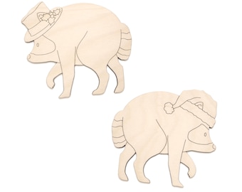 Holiday Jimothy Raccoon - Laser Cut Unfinished Craft Shape - Multiple Sizes
