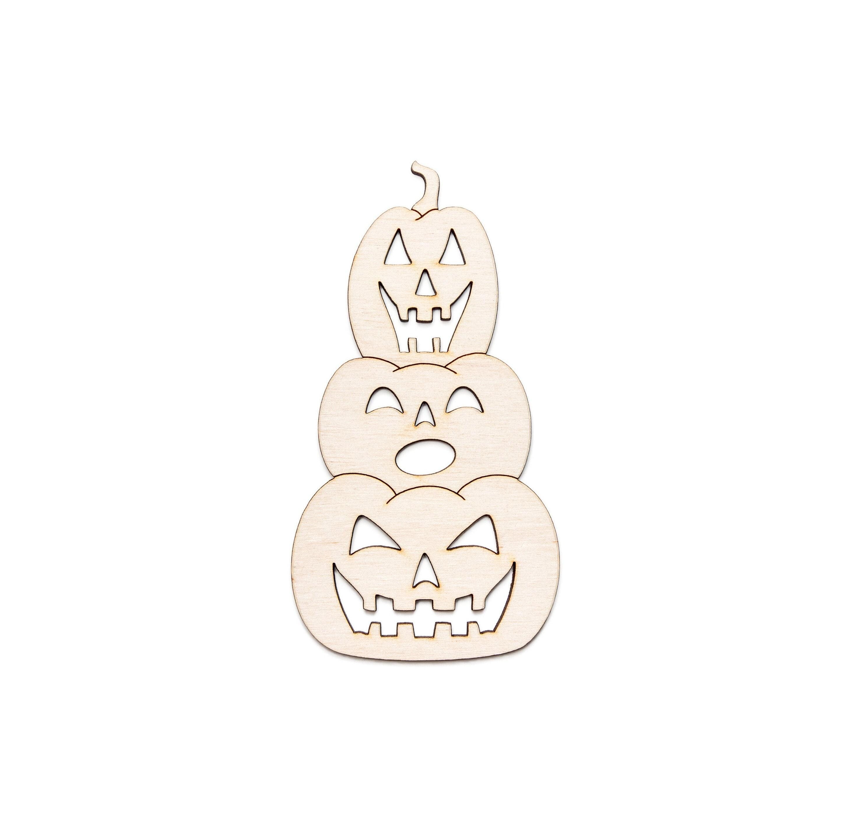 Stacked Jack O Lanterns Detailed Wood Cutout - Laser Cut Unfinished ...