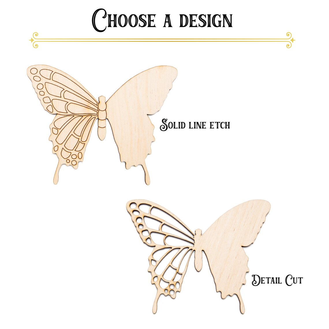 Tailed Butterfly Half Solid Wood Cutout Two Design Options-diy - Etsy
