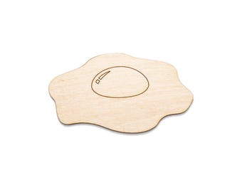 Sagoma in legno a forma di uovo fritto - Taglio laser, forma artigianale non rifinita - Diverse dimensioni