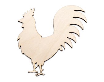 Rooster Blank Wood Cutout - Laser Cut Unfinished Craft Shape - Multiple Sizes