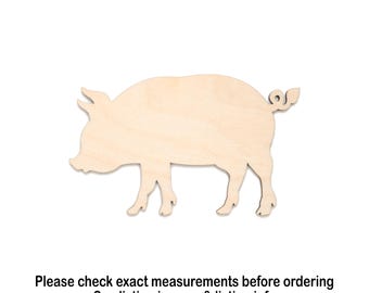 Pig Blank Wood Cutout - Laser Cut Unfinished Craft Shape - Multiple Sizes