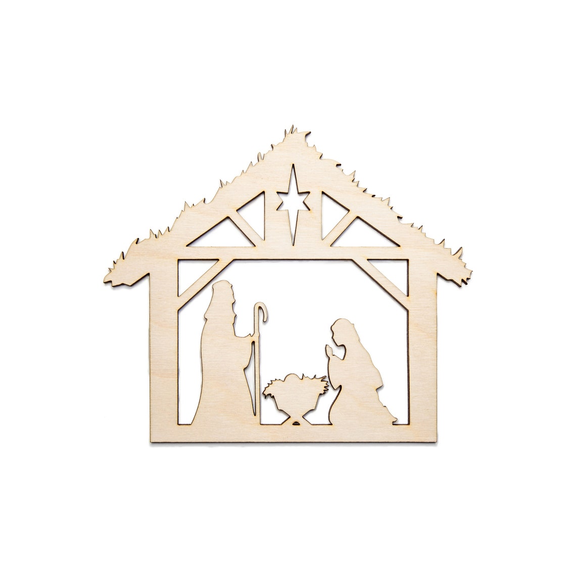 Nativity Scenewood Cutoutreligious Wood Decorholiday Wood Etsy UK