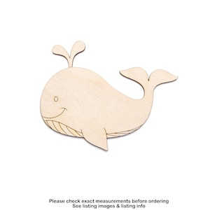Cute Whale Wood Cutout-Detail-Ocean Fish Wood Decor-Cute Sea Creatures Decor-Various Sizes-Beach Crafts-DIY Crafts-Whales And Fish-Aquatics