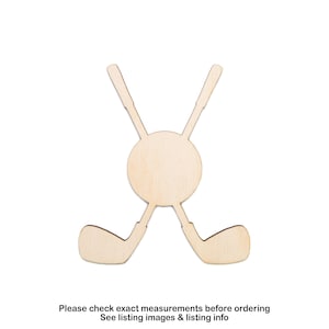 Golf Clubs Crossed With Ball Blank Wood Cutout - Laser Cut Unfinished Craft Shape - Multiple Sizes