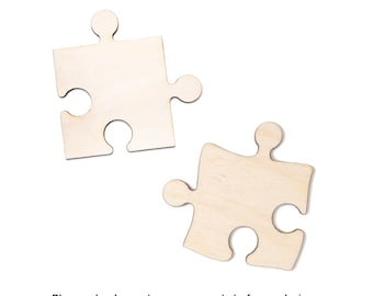 Pièce de puzzle en bois découpé - Forme artisanale non finie découpée au laser - Plusieurs tailles