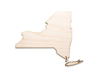 New York State Blank Wood Cutout - Laser Cut Unfinished Craft Shape - Multiple Sizes