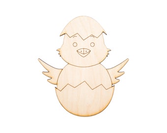 Baby Chick In Egg Shell-Detail Wood Cutout-Easter Chick-Various Sizes-DIY Crafts-Spring Decor-Wood Baby Chick Shape-Cute Baby Chick Decor