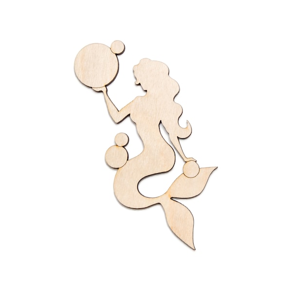 Mermaid And Bubbles-Sitting-Wood Cutout-Mermaid Wood Decor-Various Sizes-DIY Crafts-Mermaid Theme Decor-Mythical Sea Creatures-Cute Mermaid