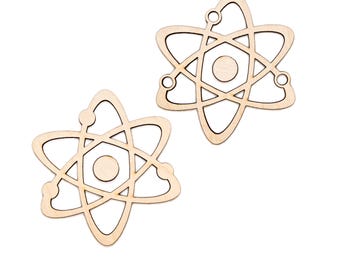 Atom Symbol Wood Cutout - Laser Cut Unfinished Craft Shape - Multiple Sizes