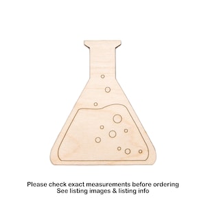 Conical Flask Chemistry Bottle Detailed Wood Cutout - Laser Cut Unfinished Craft Shape - Multiple Sizes