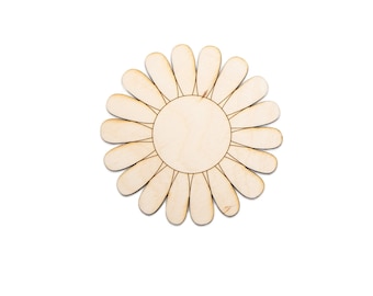 Daisy Detailed Wood Cutout - Laser Cut Unfinished Craft Shape - Multiple Sizes