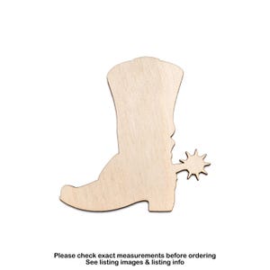 Cowboy Boot With Spur-Blank Wood Cutout-Riding boots-Western Decor-Various Sizes-DIY Crafts-Unfinished Wood-Country Theme Decor-Rancher