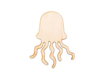 Sagoma in legno di medusa non rifinita, tagliata al laser - Disponibile in diverse misure