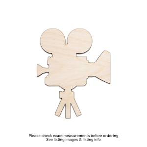 Film Camera With Tripod Blank Wood Cutout - Laser Cut Unfinished Craft Shape - Multiple Sizes