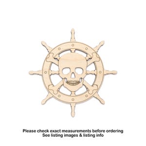 Découpe en bois de roue de bateau-tête de mort-décor nautique-différentes tailles-bricolage artisanat-décor de fête nautique-décor-gothique-têtes de mort-barre de bateau découpes en bois