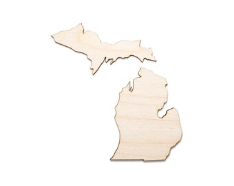 Michigan State Blank Wood Cutout - Laser Cut Unfinished Craft Shape - Multiple Sizes