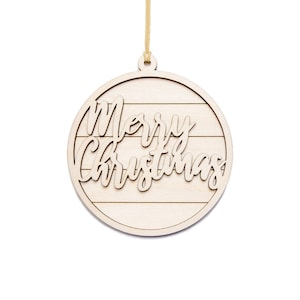 Merry Christmas Ornament-Two Layer Unfinished Wood Ornament-Laser Cut Ornament-Holiday Decor-3D Holiday Ornament-Tree Ornament-Holiday Signs
