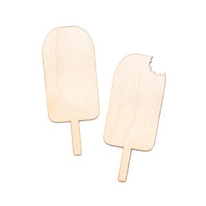 Figura de madera sin acabado con forma de paleta de helado - Cortada con láser - Varios tamaños