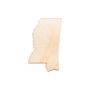 Recorte de madeira do estado do Mississippi - Decoração de madeira do estado - Vários tamanhos - Geografia - Decoração dos estados dos EUA - Recortes individuais do estado - Decoração de casa de estados de madeira