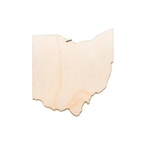 Recorte de madeira do estado de Ohio - Decoração de madeira do estado - Vários tamanhos - Decoração de geografia - Decoração dos estados dos EUA - Recortes individuais do estado - Decoração de casa de estados de madeira