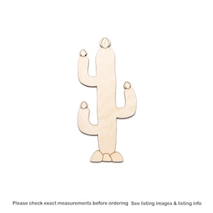 Cactus con fiori - Ritaglio in legno dettagliato - Piante del deserto - Varie dimensioni - Artigianato fai da te - Decorazioni a tema per esterni - Cowboy - Legno grezzo - Decorazioni floreali del deserto