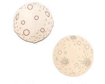 Moon Wood Cutout - Laser Cut Unfinished Craft Shape - Multiple Sizes