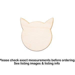 Cabeça de gato - Recorte de madeira em branco - Formato de cabeça de gato redondo - Vários tamanhos - Placa de madeira para gatos - Decoração de madeira para animais de estimação - Decoração de madeira para gatos - Acessórios para gatos - Detalhes de madeira para gatos