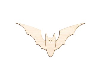 Bat Detailed Wood Cutout - Laser Cut Unfinished Craft Shape - Multiple Sizes