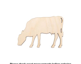 Cow Grazing Blank Wood Cutout - Laser Cut Unfinished Craft Shape - Multiple Sizes