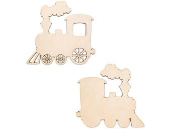 Steam Train Side View Blank Wood Cutout - Laser Cut Unfinished Craft Shape - Multiple Sizes