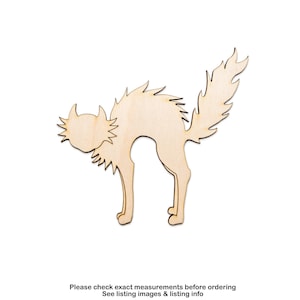 Scaredy Cat Wood Cutout - Laser Cut Unfinished Craft Shape - Multiple Sizes