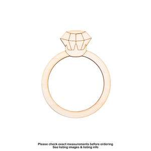 Diamond Ring Wood Cutout - Laser Cut Unfinished Craft Shape - Multiple Sizes